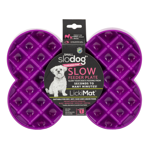 Miska slow food spowalniająca jedzenie SMALL SLODOG® fioletowa dla psa i kota