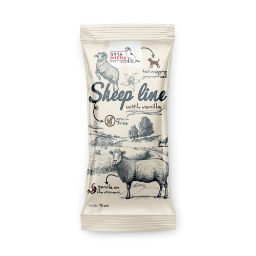 Syta Micha Sheep Line Kość do żucia dla szczeniąt Owca z wanilią 12cm