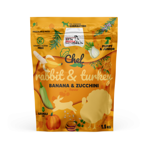 Syta Micha Karma sucha CHEF Królik z indykiem - JUNIOR 1,5kg