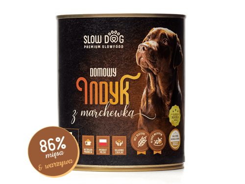 SLOW DOG Karma mokra Domowy indyk z marchewką 850g