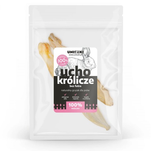 UNISZKI Ucho Królicze bez futra 2 szt. Przysmaki dla psa