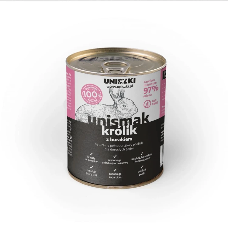 UNISZKI karma mokra dla psa UNIsmak królik z burakiem 800g