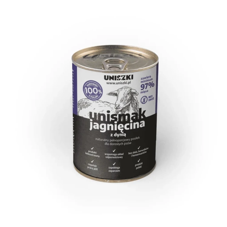 UNISZKI karma mokra dla psa UNIsmak jagnięcina z dynią 410g