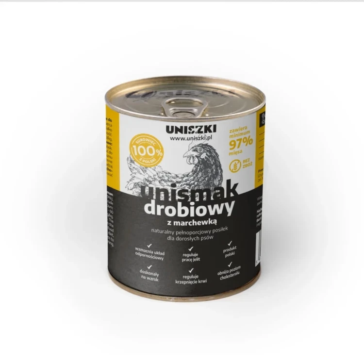 UNISZKI karma mokra dla psa UNIsmak drobiowy z marchewką 800g