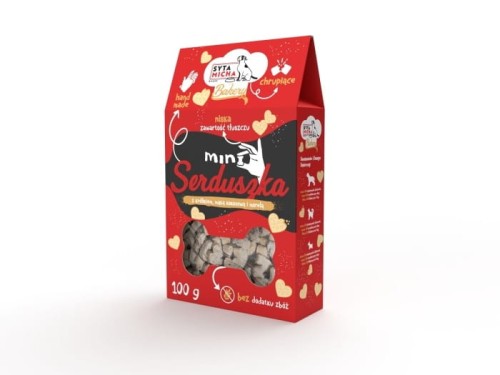Syta Micha Bakery Mini serduszka z królikiem, mąką kokosową i morelą 100g Przysmak dla psa