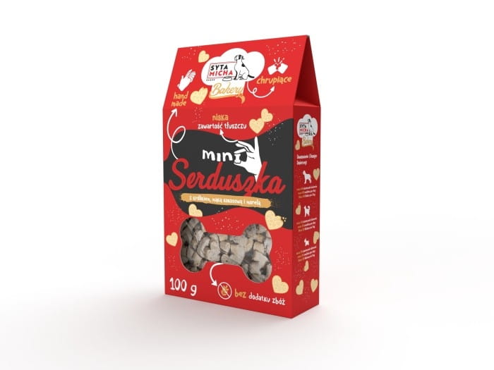Syta Micha Bakery Mini serduszka z królikiem, mąką kokosową i morelą 100g Przysmak dla psa