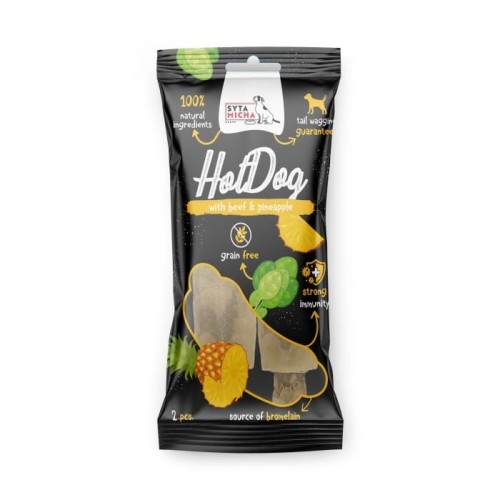 Syta Micha Hot Dog do żucia dla psa - wołowina z ananasem 2 szt.