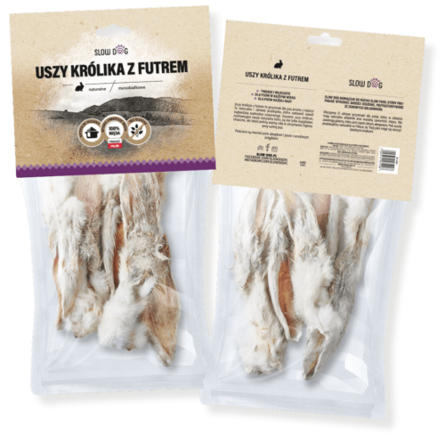 SLOW DOG Uszy królicze z futrem 3 szt. Przysmak dla psa