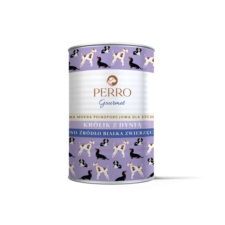 PERRO JUNIOR Gourmet Królik z dynią – karma mokra monobiałkowa formuła dla szczeniąt wszystkich ras 400g