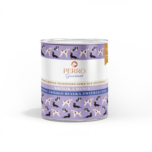 PERRO JUNIOR Gourmet Królik z dynią – karma mokra monobiałkowa formuła dla szczeniąt wszystkich ras 800g