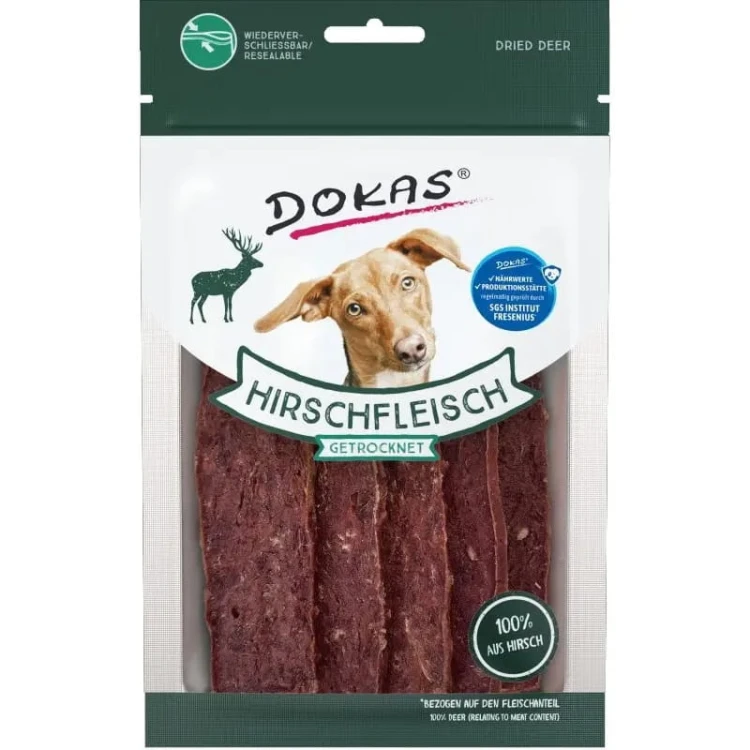 DOKAS Paski z jelenia 60g Przysmaki dla psa
