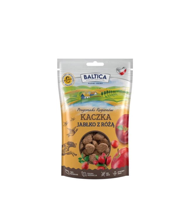 BALTICA Przysmaki treningowe Kaczka z jabłkiem i różą 100g