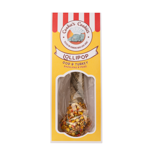 Cooka’s Cookies LOLLIPOP Lizak - gryzak z dorsza i indyka 30g Przysmak dla psa