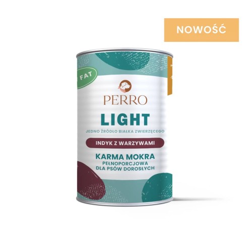 PERRO Karma mokra Light Indyk z warzywami – karma mokra monobiałkowa formuła dla psów dorosłych 400g
