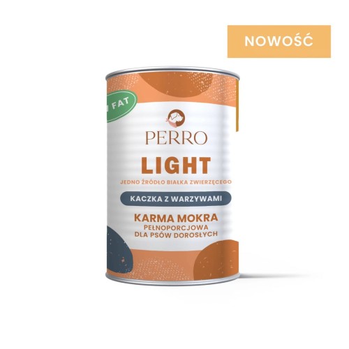 PERRO Karma mokra Light Kaczka z warzywami – karma mokra monobiałkowa formuła dla psów dorosłych 400g