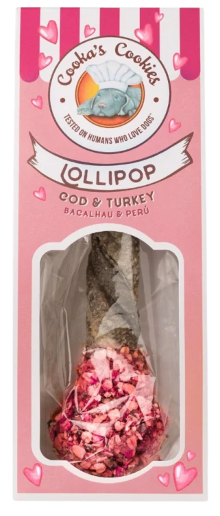 Cooka’s Cookies EDYCJA RÓŻOWA LOLLIPOP Lizak - gryzak z dorsza i indyka 30g  Przysmak dla psa
