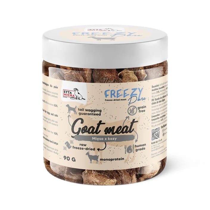 Syta Micha 100% liofilizowane mięso z kozy dla psa FREEZY Pure 90g