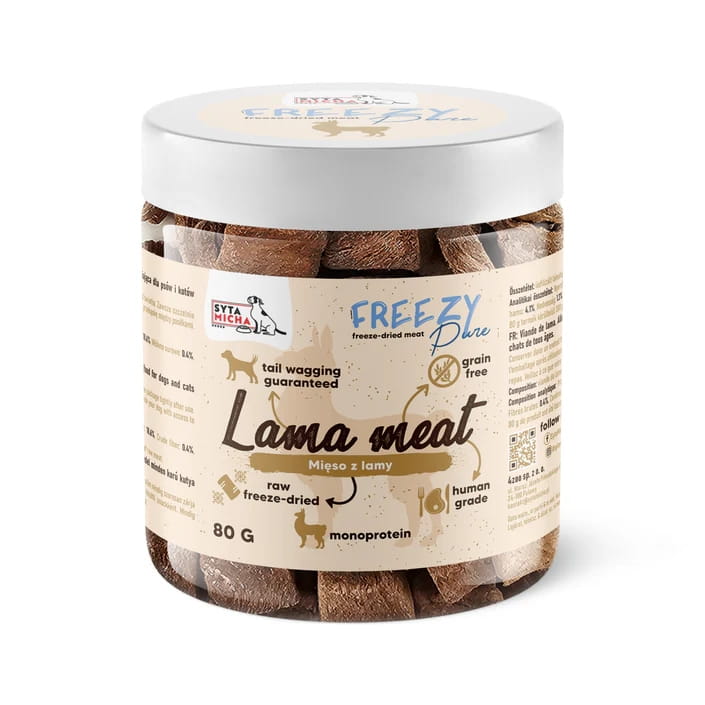 Syta Micha 100% liofilizowane mięso z lamy dla psa FREEZY Pure 80g
