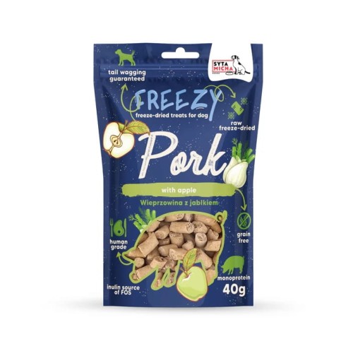 Syta Micha Liofilizowane przysmaki dla psa Wieprzowina z jabłkiem FREEZY 40g