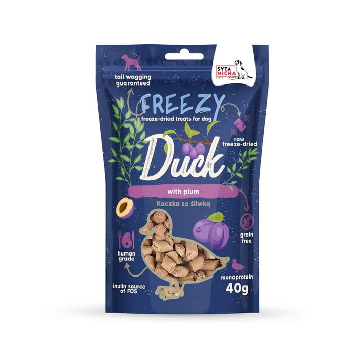 Syta Micha Liofilizowane przysmaki dla psa Kaczka ze śliwką FREEZY 40g