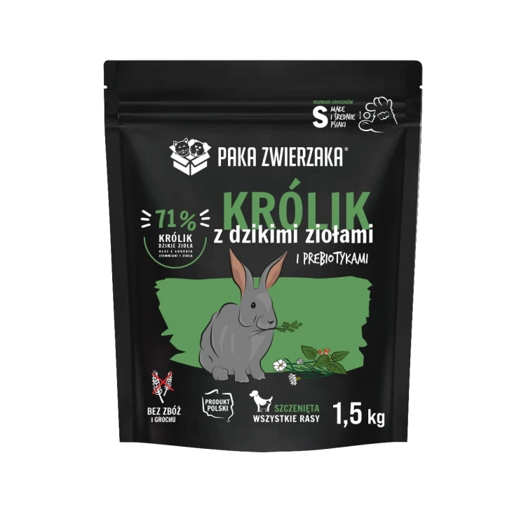 Paka Zwierzaka Karma sucha Królik z dzikimi ziołami PUPPY 1,5kg