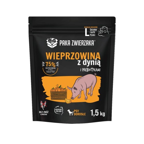 Paka Zwierzaka Karma sucha Wieprzowina z dynią "L" 1,5kg