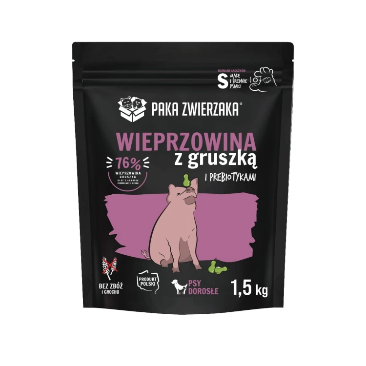 Paka Zwierzaka Karma sucha Wieprzowina z gruszką "S" 1,5kg