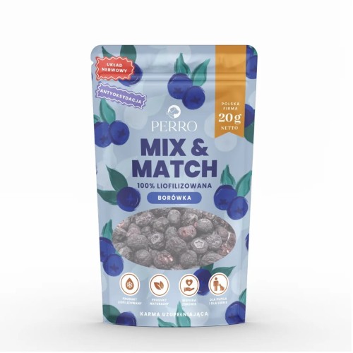 PERRO MIX &amp; MATCH Borówka amerykańska Przysmaki liofilizowane 20g Przysmaki dla psa