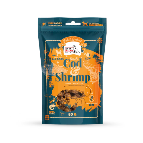 Syta Micha Fish &amp; Seafood Przysmaki z krewetką dla psa 80g