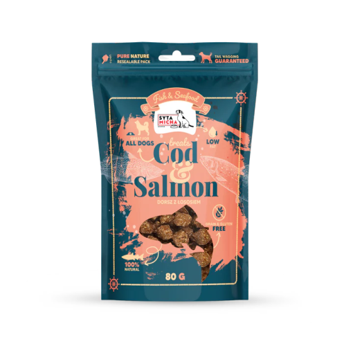 Syta Micha Fish &amp; Seafood Przysmaki z łososiem dla psa 80g