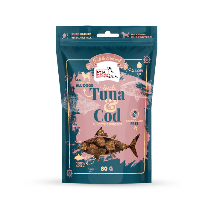 Syta Micha Fish &amp; Seafood Przysmaki z tuńczykiem dla psa 80g