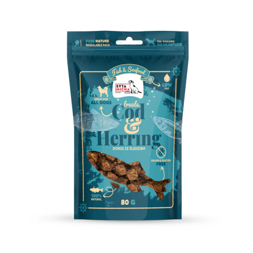 Syta Micha Fish &amp; Seafood Przysmaki ze śledziem dla psa 80g