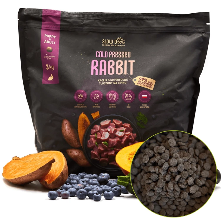 SLOW DOG Karma dla psa tłoczona na zimno Królik &amp; Superfoods 100g