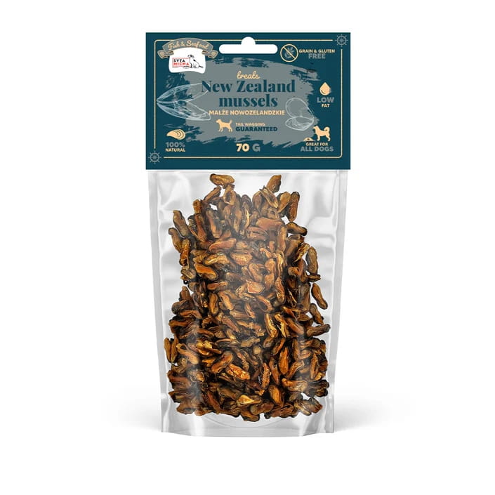 Syta Micha Fish &amp; Seafood Przysmaki 100% małży nowozelandzkich dla psa 70g
