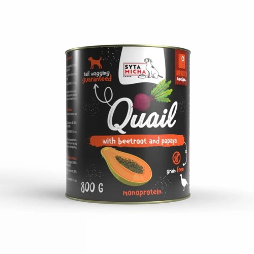 Syta Micha Karma mokra dla psa Przepiórka z burakiem i papają 800g