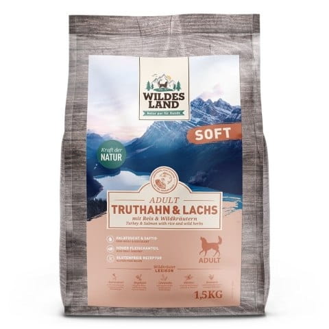 WILDES LAND DOG Soft Truthahn Lachs - indyk i łosoś - półwilgotna karma dla psa 1,5kg