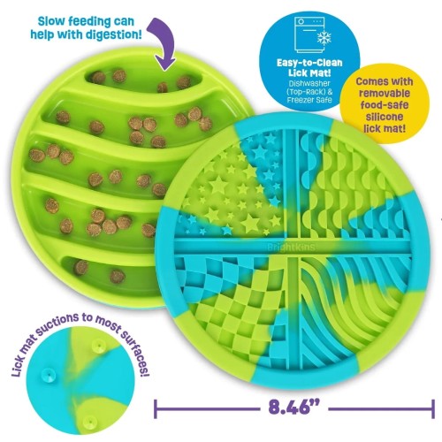 Brightkins Łamigłówka Miska spowalniająca CIRCLE 2-in-1 SLOW FEEDER BOWL &amp; LICK MAT dla psa i kota