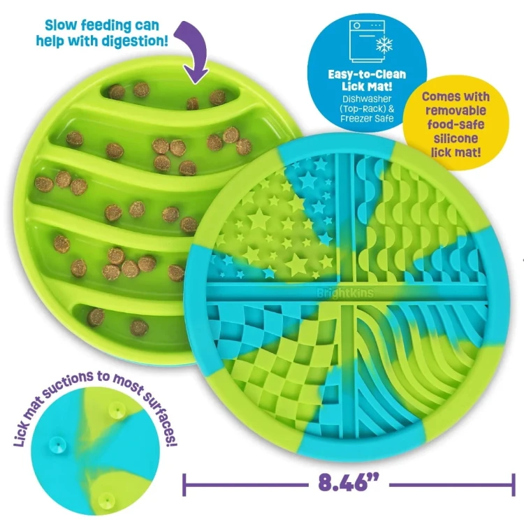 Brightkins Łamigłówka Miska spowalniająca CIRCLE 2-in-1 SLOW FEEDER BOWL &amp; LICK MAT dla psa i kota