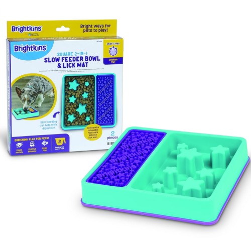 Brightkins Łamigłówka Miska spowalniająca SQUARE 2-in-1 SLOW FEEDER BOWL &amp; LICK MAT dla psa i kota