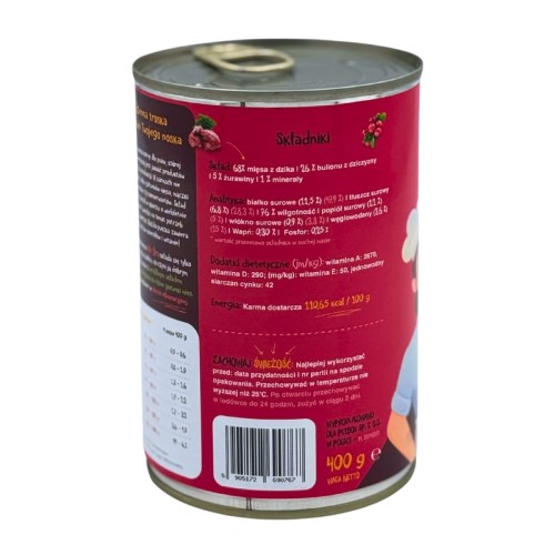 Mr. Bro Dzik z Żurawiną 400g – Monoproteinowa karma mokra dla psa