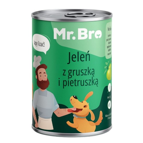 Mr. Bro Jeleń z Gruszką i pietruszką 400g – Monoproteinowa karma mokra dla psa
