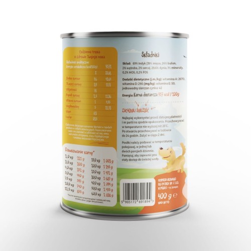 Mr. Bro LIGHT Indyk z Dynią z Prebiotykami 400g karma mokra dla psa