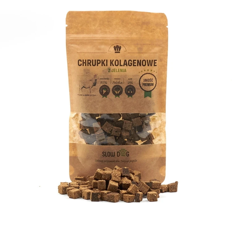 SLOW DOG Chrupki kolagenowe z jelenia 100g Przysmak dla psa