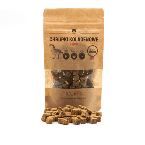 SLOW DOG Chrupki kolagenowe z gęsiny 100g Przysmak dla psa
