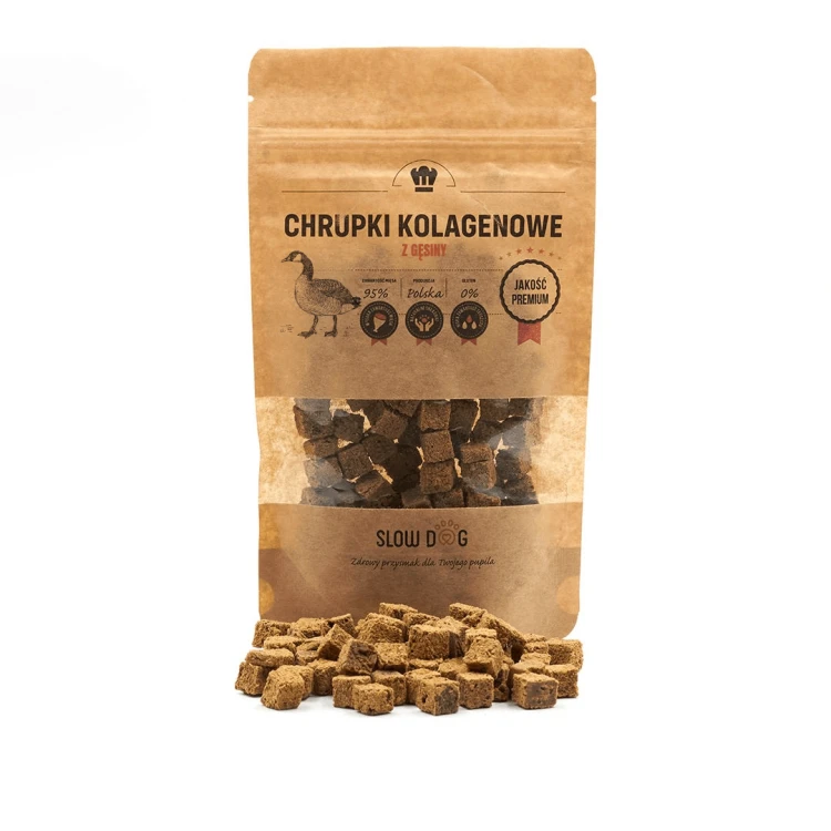 SLOW DOG Chrupki kolagenowe z gęsiny 100g Przysmak dla psa