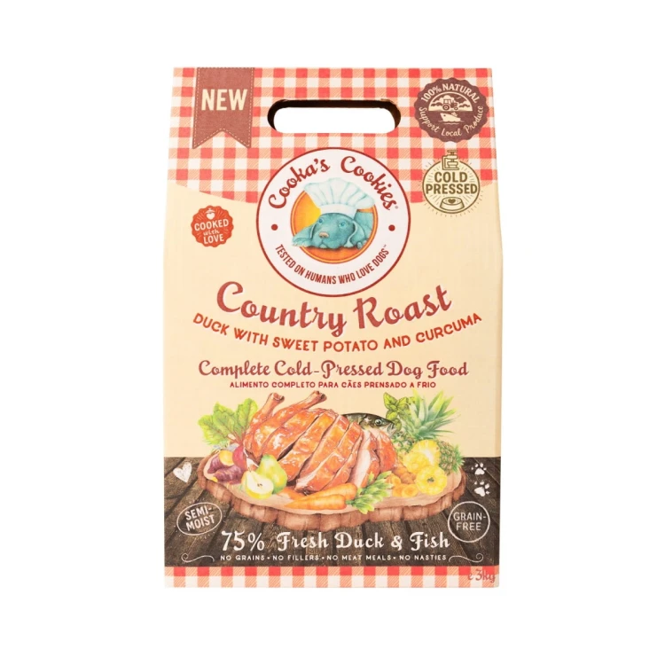 Cooka's Cookies COUNTRY ROAST - Półwilgotna karma dla psa tłoczona na zimno z kaczką i rybą 3kg