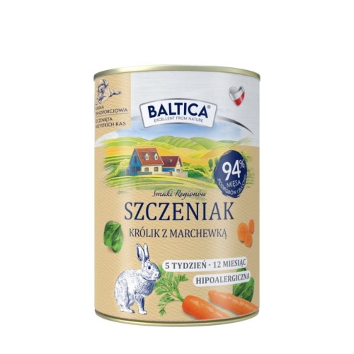 BALTICA Karma mokra dla szczeniąt Królik z marchewką 400g