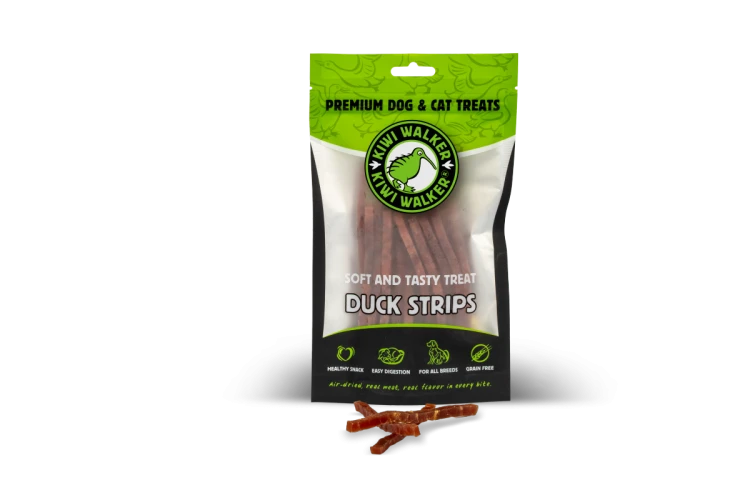 Kiwi Walker KACZKA MIĘKKIE PASKI Soft Przysmaki suszone powietrzem dla psa i kota 100g