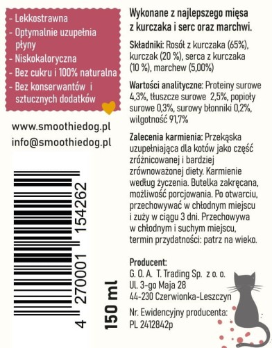 SmoothieCat KURCZAK i SERCA 150ml Przysmak płynny dla kota