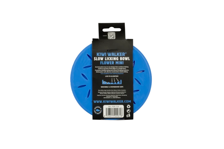 Kiwi Walker Slow Licking Bowl Flower Mini – miska spowalniająca jedzenie i lizanie dla psa i kota niebieska